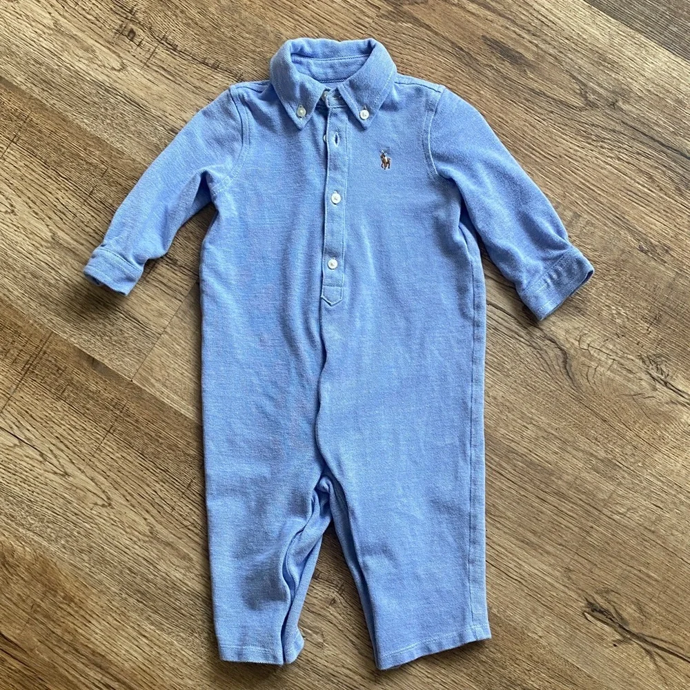 Ralph Lauren Knit Cotton Oxford Coverall 9 month